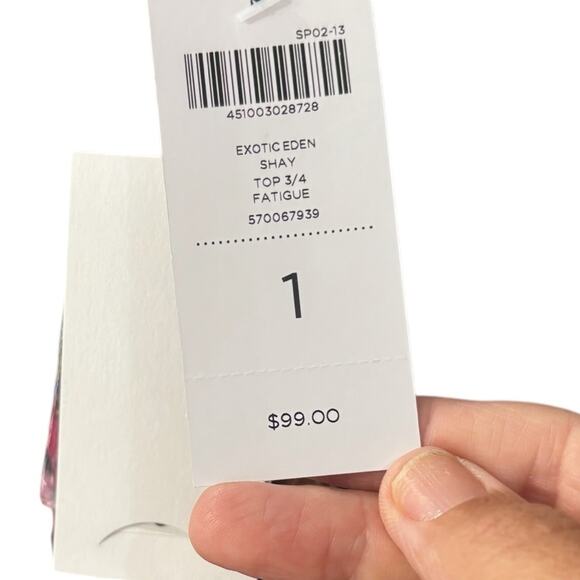 Chico's Boho Feather Print NEW Blouson beaded tunic blouse size 1/MEDIUM - Picture 7 of 13